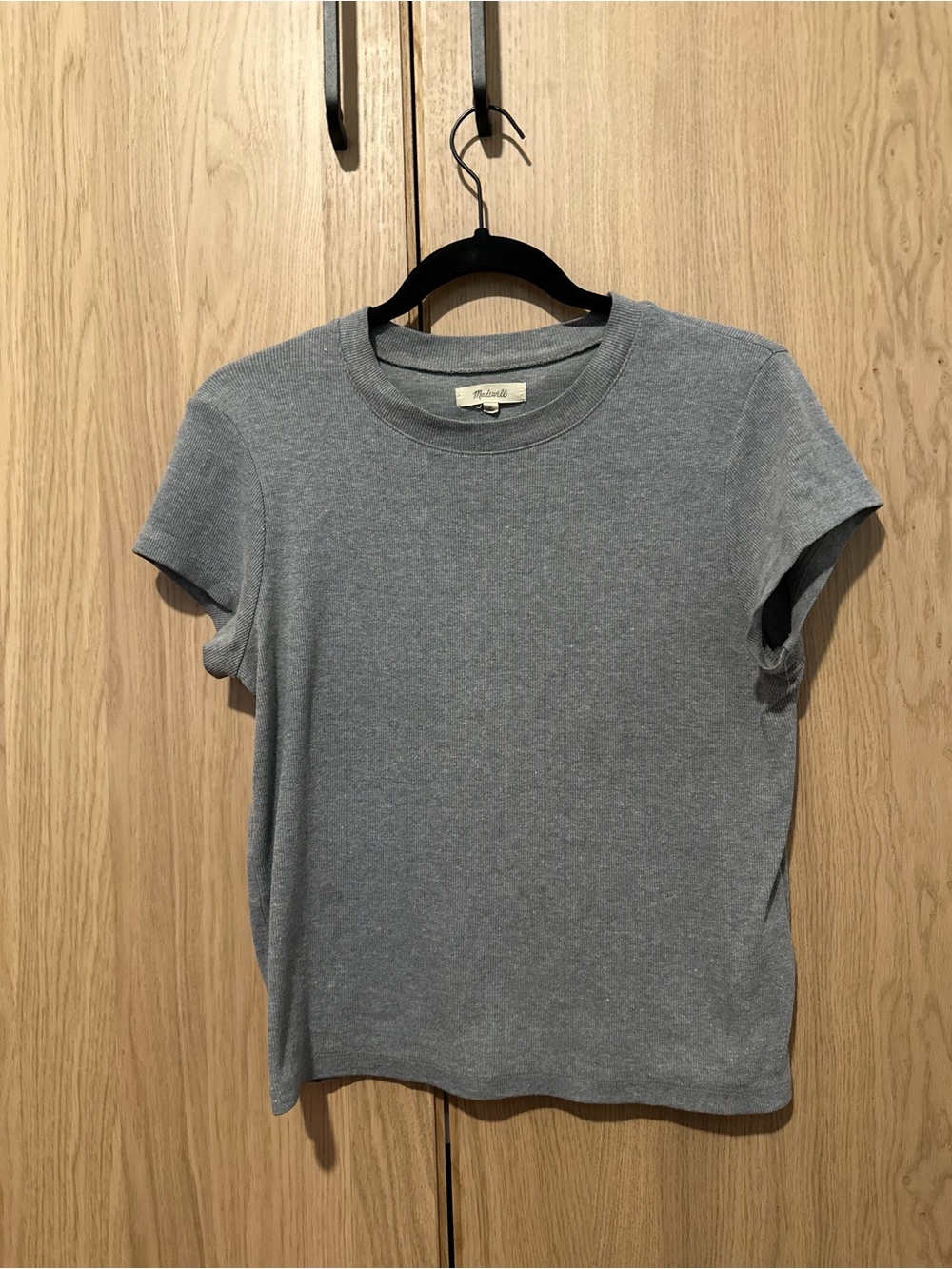 Madewell Grey Ribbed Crewneck Tee